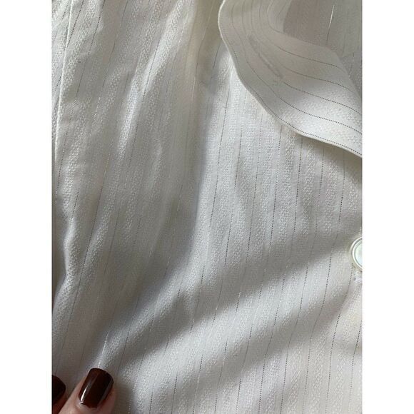 Our Fine Garments By Bell Womens Long Sleeve White Silver Top Small 6 Work - Picture 4 of 8